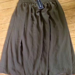 NWT! Olive green chiffon midi skirt